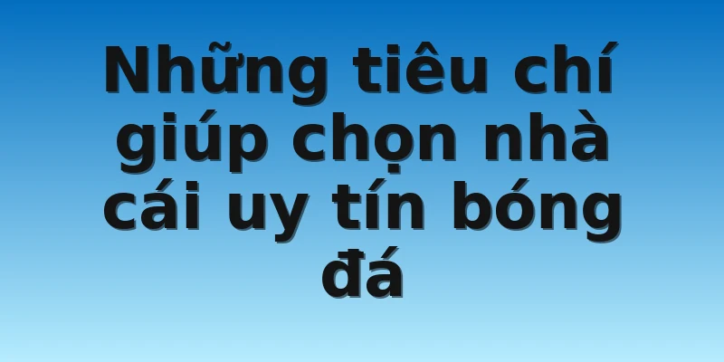 Những tiêu chí giúp chọn nhà cái uy tín bóng đá